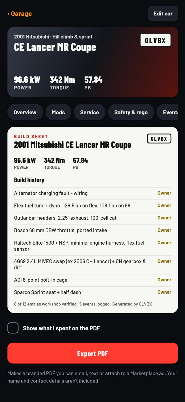 GLVBX app sale screen